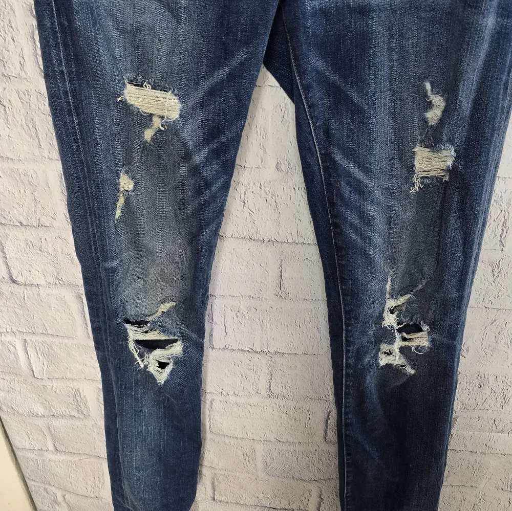 American Eagle Men's Dark Wash Slim Flex Distressed Jeans 30X34